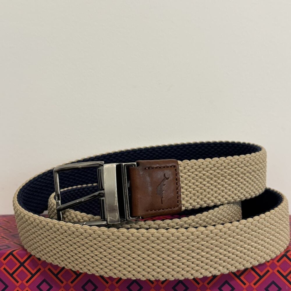 Tommy Bahama Belt Reversible Stretch Cord Belt Blue & Brown Size Mens L/XL Relax